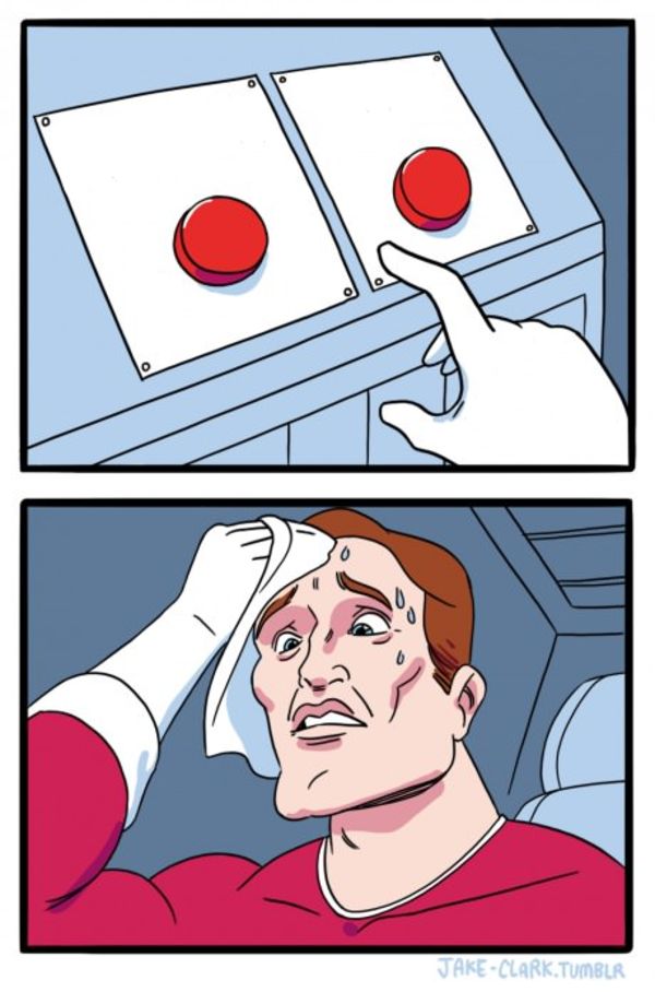 Two Buttons meme about Magic Scoop