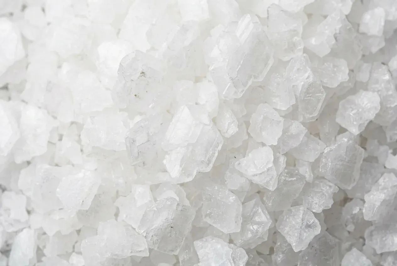 Coarse sea salt crystals, an ingredient in Magic Scoop Electrolytes + Creatine.